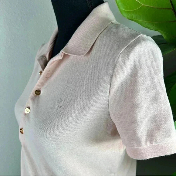 Ralph Lauren Women’s Pale Pink Polo with Gold Signature Buttons Size Medium - Picture 3 of 13